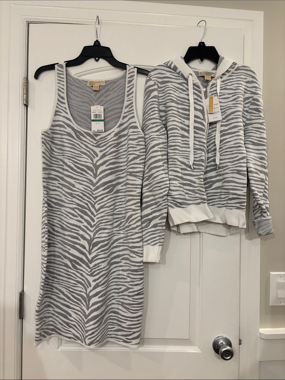 Michael Michael Kors Gray Zebra-Print Tank Dress & Hoodie Set